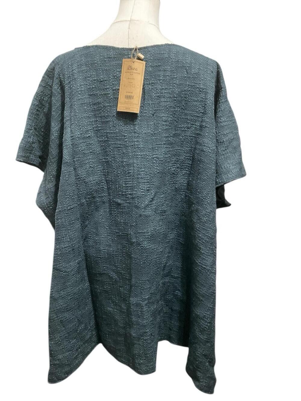 NWT Rhea Woven Jute Kaftan Top Dark Grey OS Boho Oversized Textured Tunic A23 - Picture 4 of 5